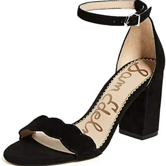 Sam Edleman Odilia Black Suede Scalloped Heels Size 9 - Picture 2 of 12